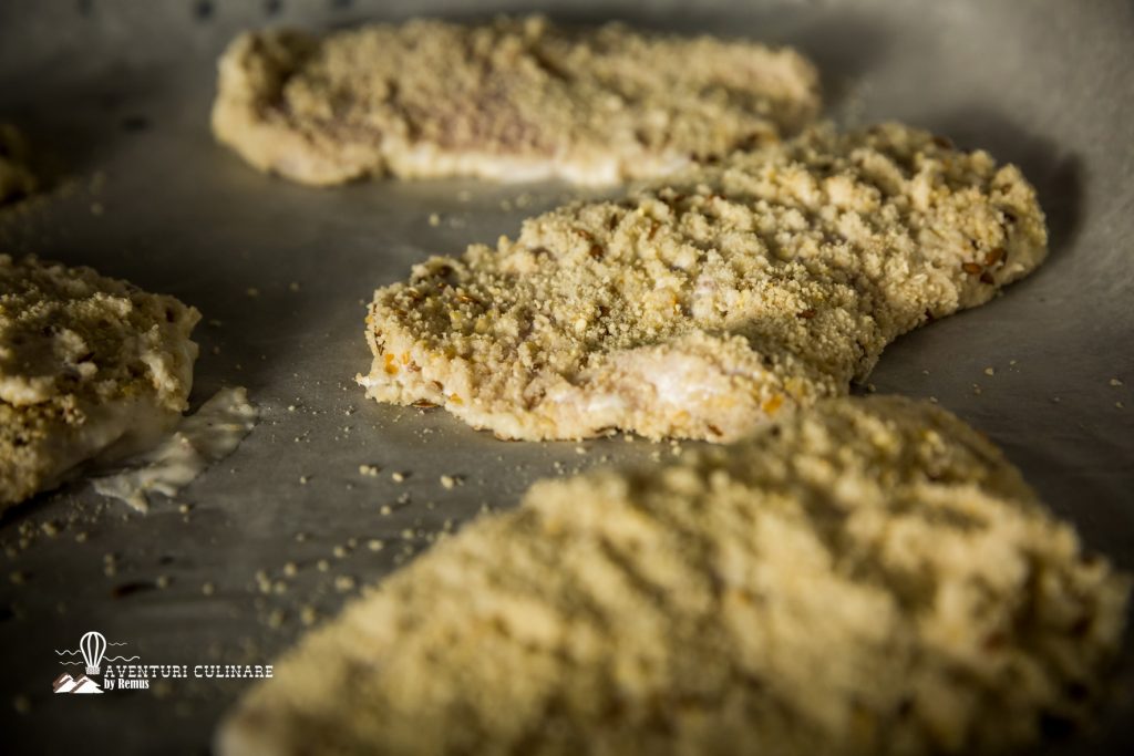 Șnițel de pui cu iaurt - Aranjare în tavă