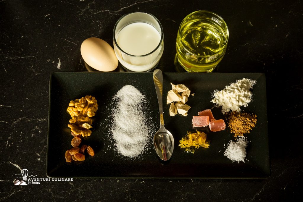 Ingrediente cozonac cu nucă și rahat